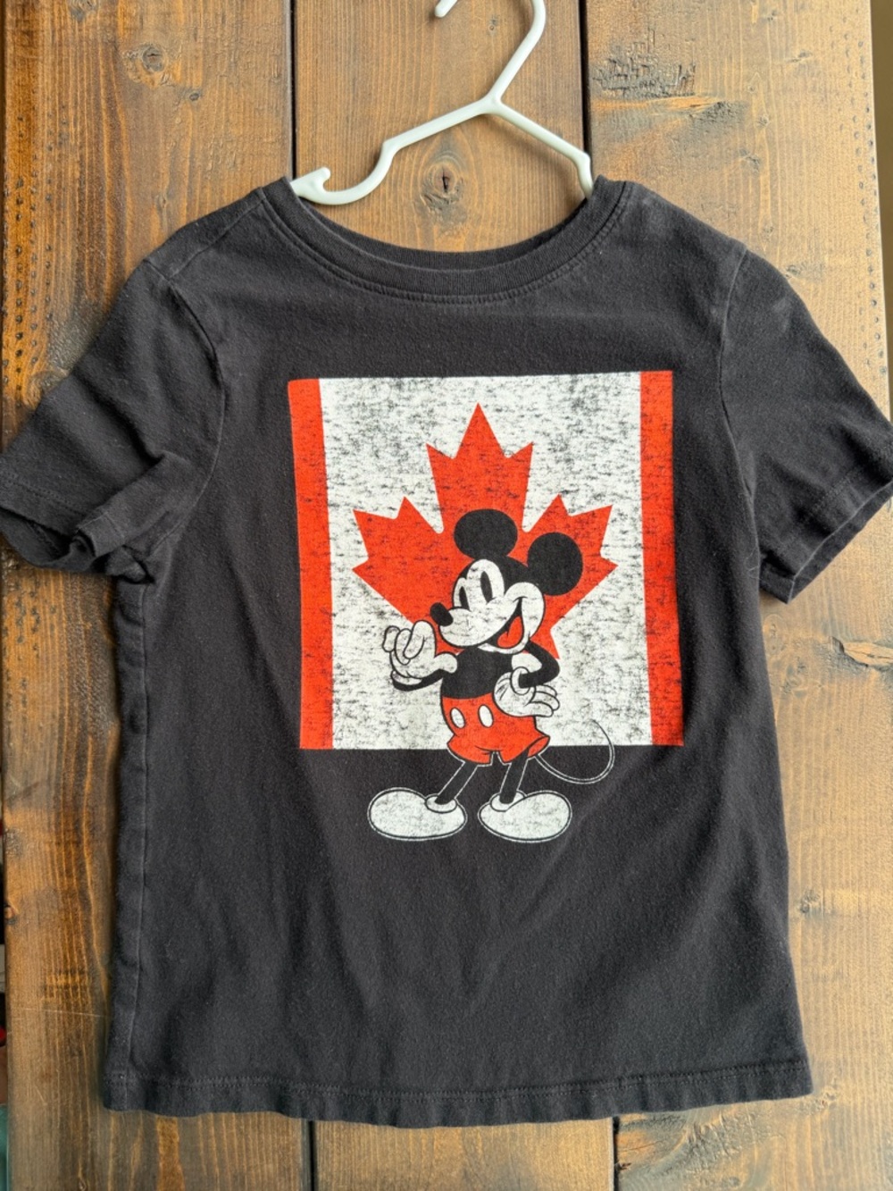Old Navy Black Tee with Red & White Mickey Mouse Canada Graphic